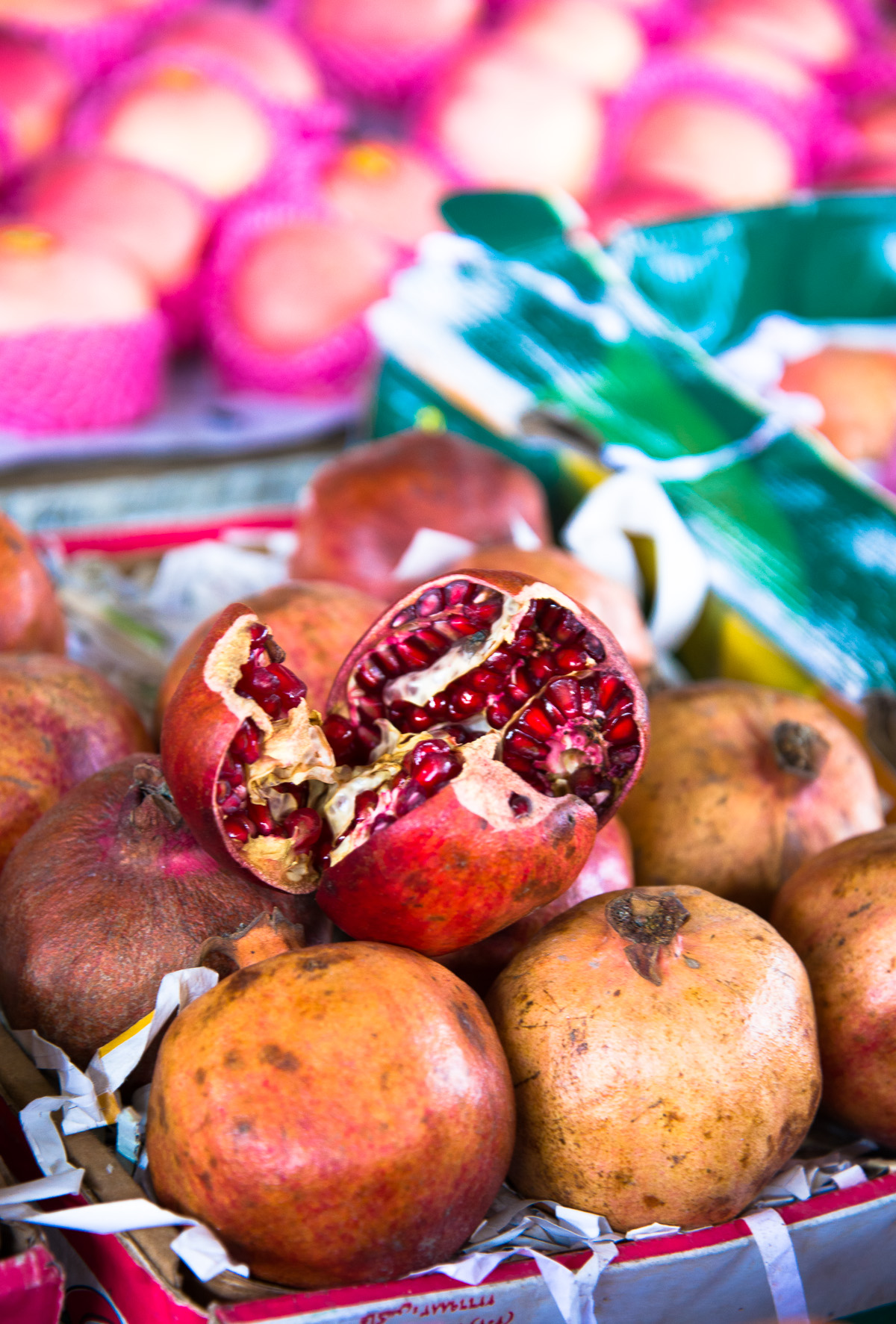 pomegranates at Dubai fruit market