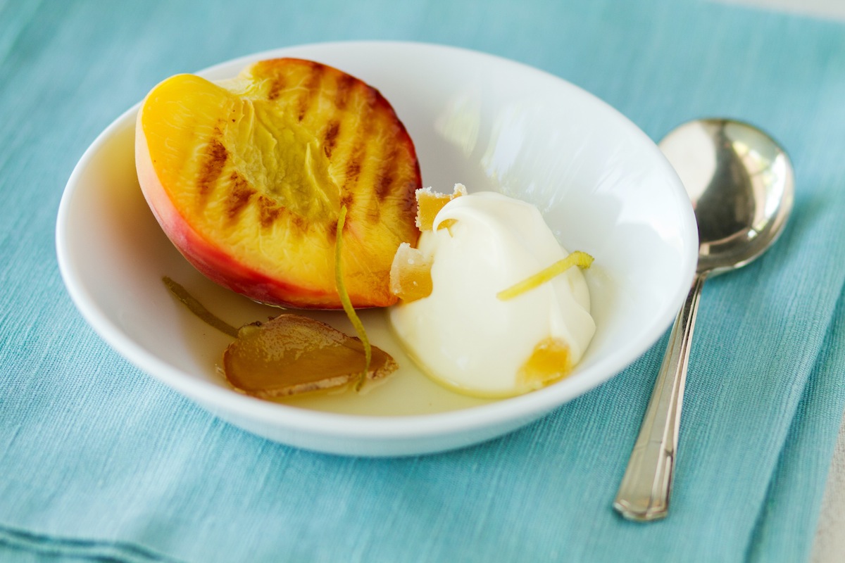 Grilled Peach in Lemongrass Syrup