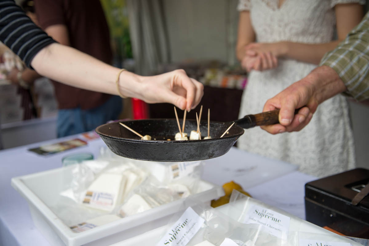 Tasting halloumi at South Bank's Regional Flavours, Brisbane